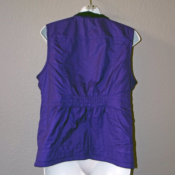 LIZ CLAIBORNE Reversible Purple & Black Fleece Vest Size Medium - Picture 4 of 8